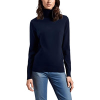 Womens Solid Cotton Turtleneck Sweater