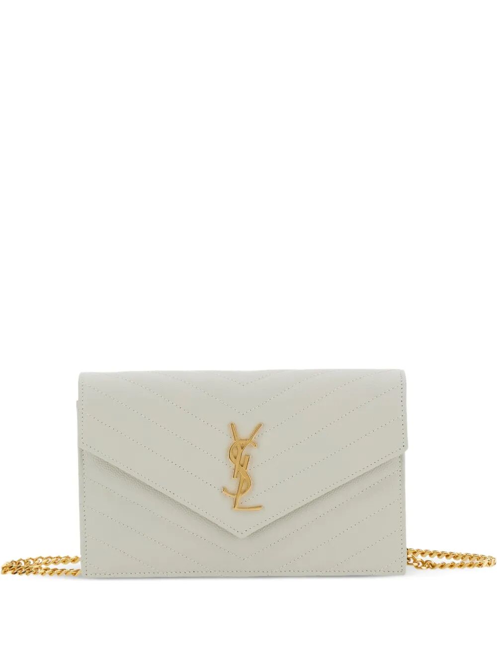 SAINT LAURENT Saint Laurent Women Cassandre Envelope Chain Wallet In Grain De Poudre Leather