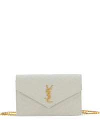 SAINT LAURENT Saint Laurent Women Cassandre Envelope Chain Wallet In Grain De Poudre Leather