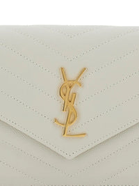 SAINT LAURENT Saint Laurent Women Cassandre Envelope Chain Wallet In Grain De Poudre Leather