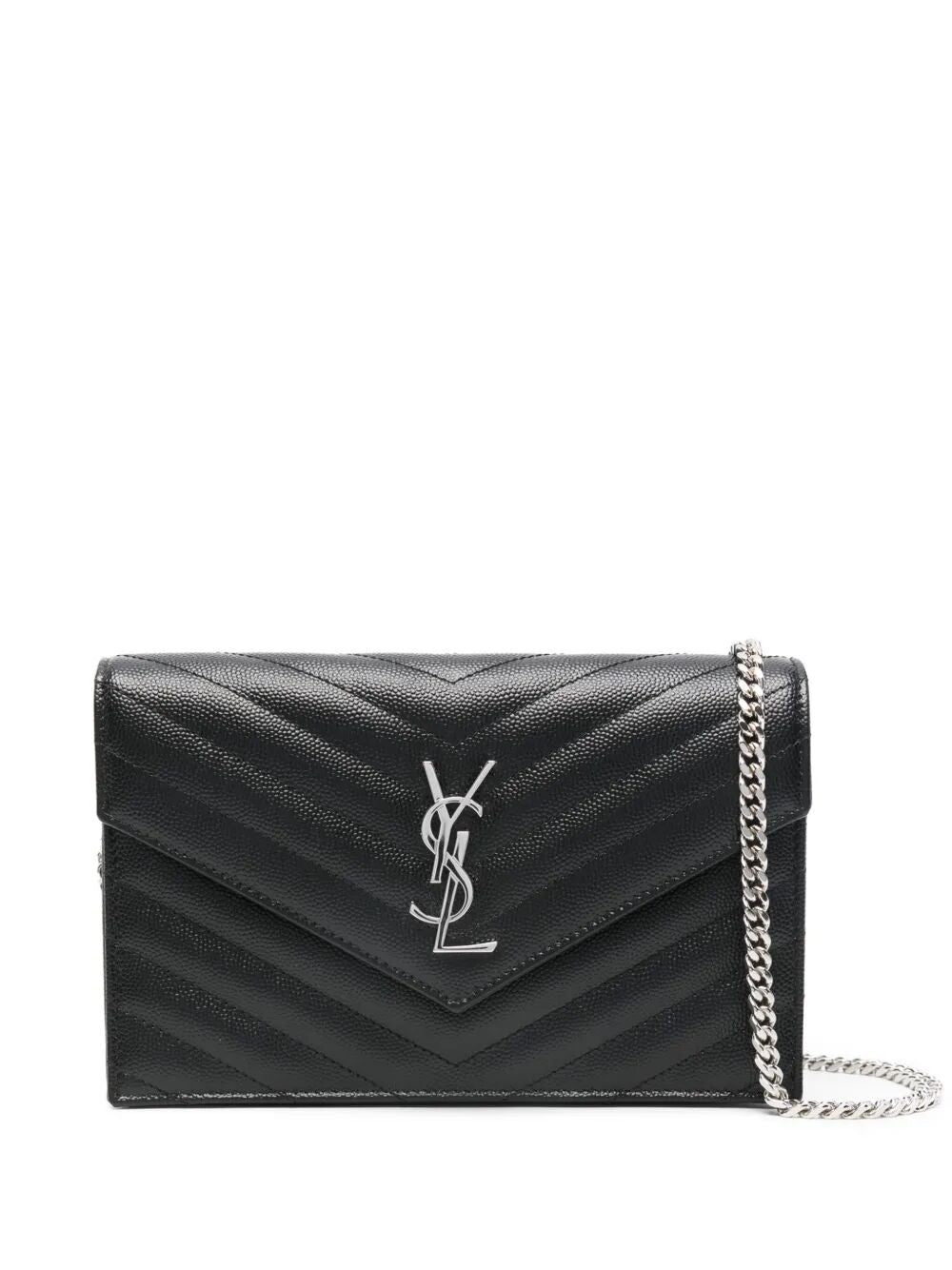 SAINT LAURENT Saint Laurent Women Cassandre Envelope Chain Wallet In Grain De Poudre Leather