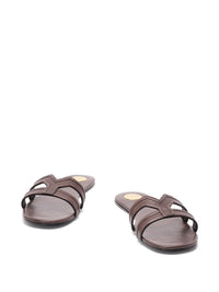 SAINT LAURENT PARIS Mabrouka Smooth Leather Slides Women
