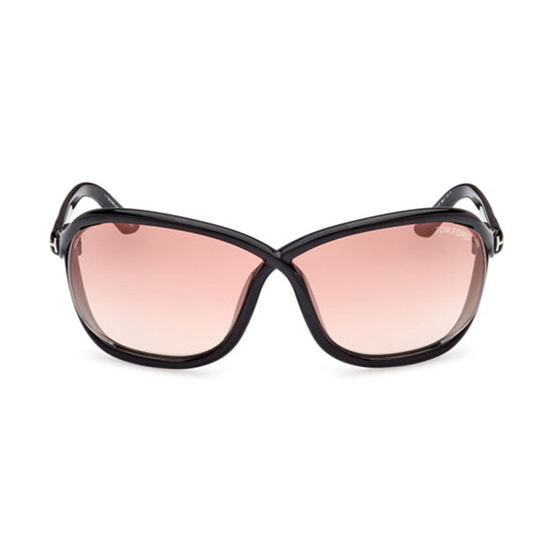 Tom Ford Sunglasses Geometric Full Rim, Shiny Black Frame and Violet Gradient Mirror Lens FT106901Z