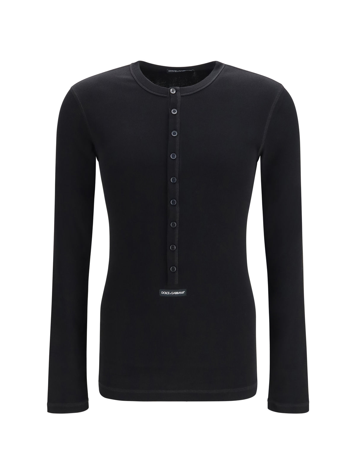 Dolce & Gabbana Men Ribbed Cotton Henley T-Shirt