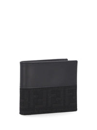 Fendi Fendi Men Leather Bi-Fold Wallet With Ff Motif