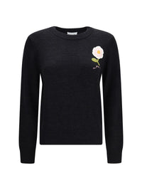 Ganni Women Wool Sweater With Crochet Flower