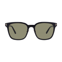 Tom Ford Sunglasses Square Full Rim, Shiny Black Frame and Green Lens FT1135-K01N