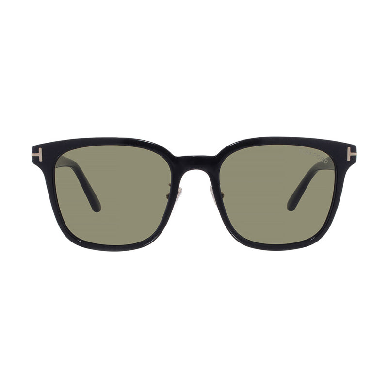 Tom Ford Sunglasses Square Full Rim, Shiny Black Frame and Green Lens FT1135-K01N