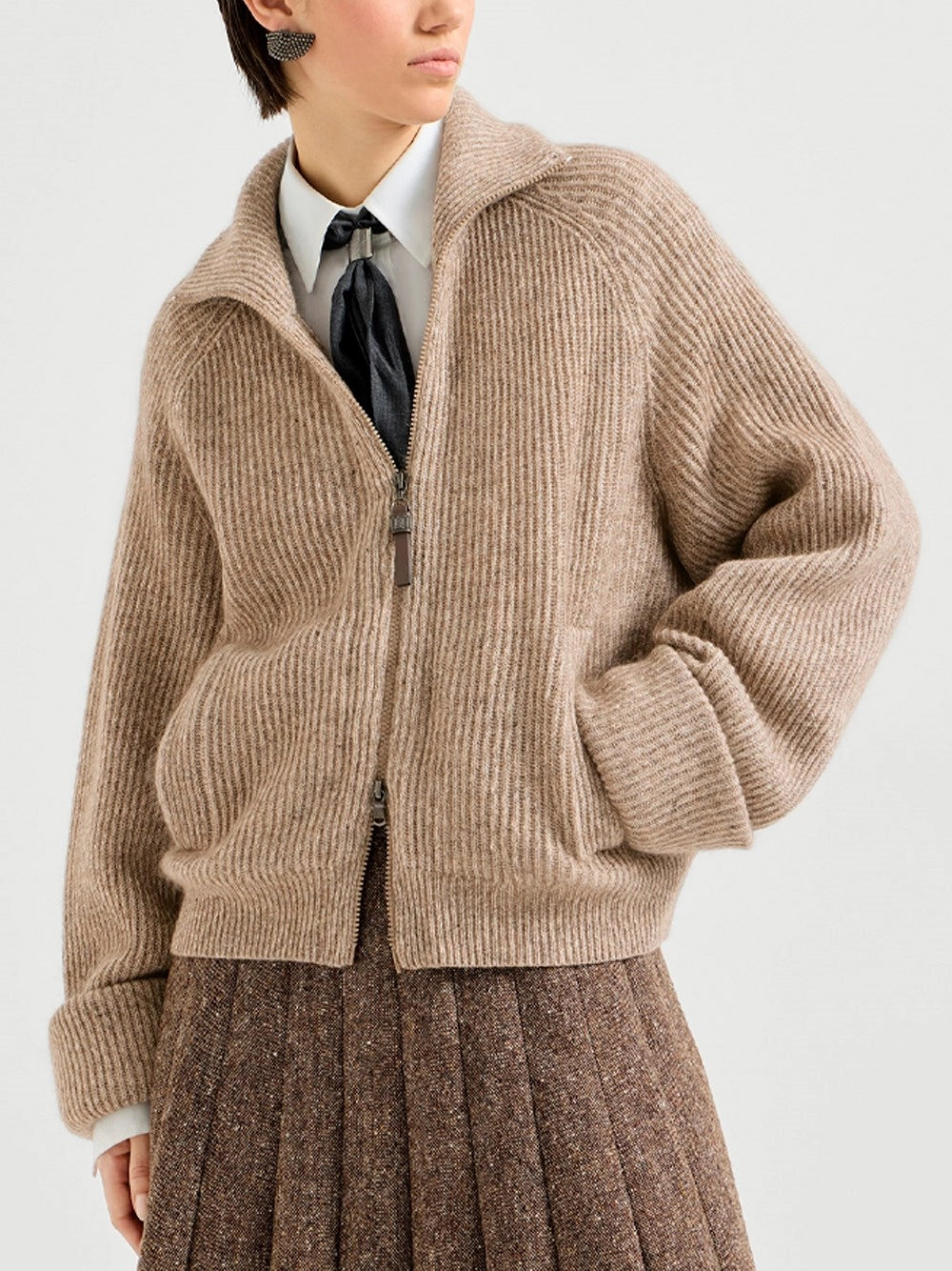 Brunello cucinelli Brunello Cucinelli Women Rubbed Cardigan With Monili