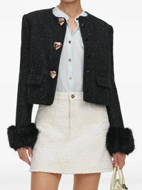 Self-Portrait Women Boucle Fur Cuff Jacket