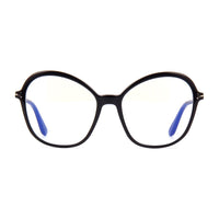 Tom Ford Eyeglasses Cat Eye Full Rim, Shiny Black Frame and Clear Blue Light Block Lens FT5577-B001