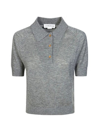 VICTORIA BECKHAM Lightweight Fine Guage Knitted Polo Top Women