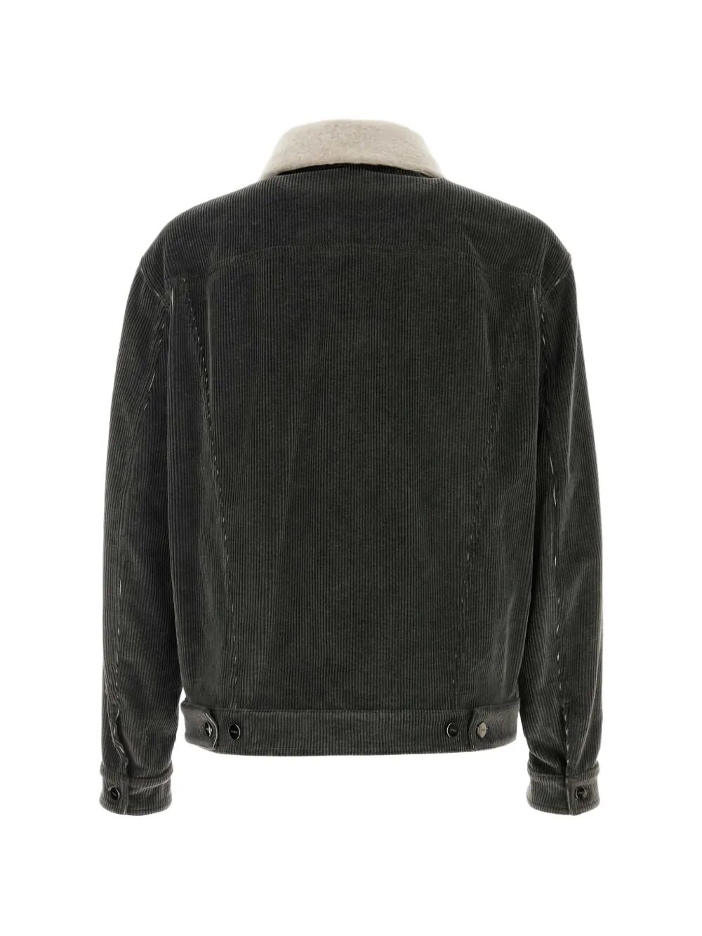 FENDI Faded Stonewash Treatment Corduroy Blouson With Sheepskin Trim Removable Collar Women