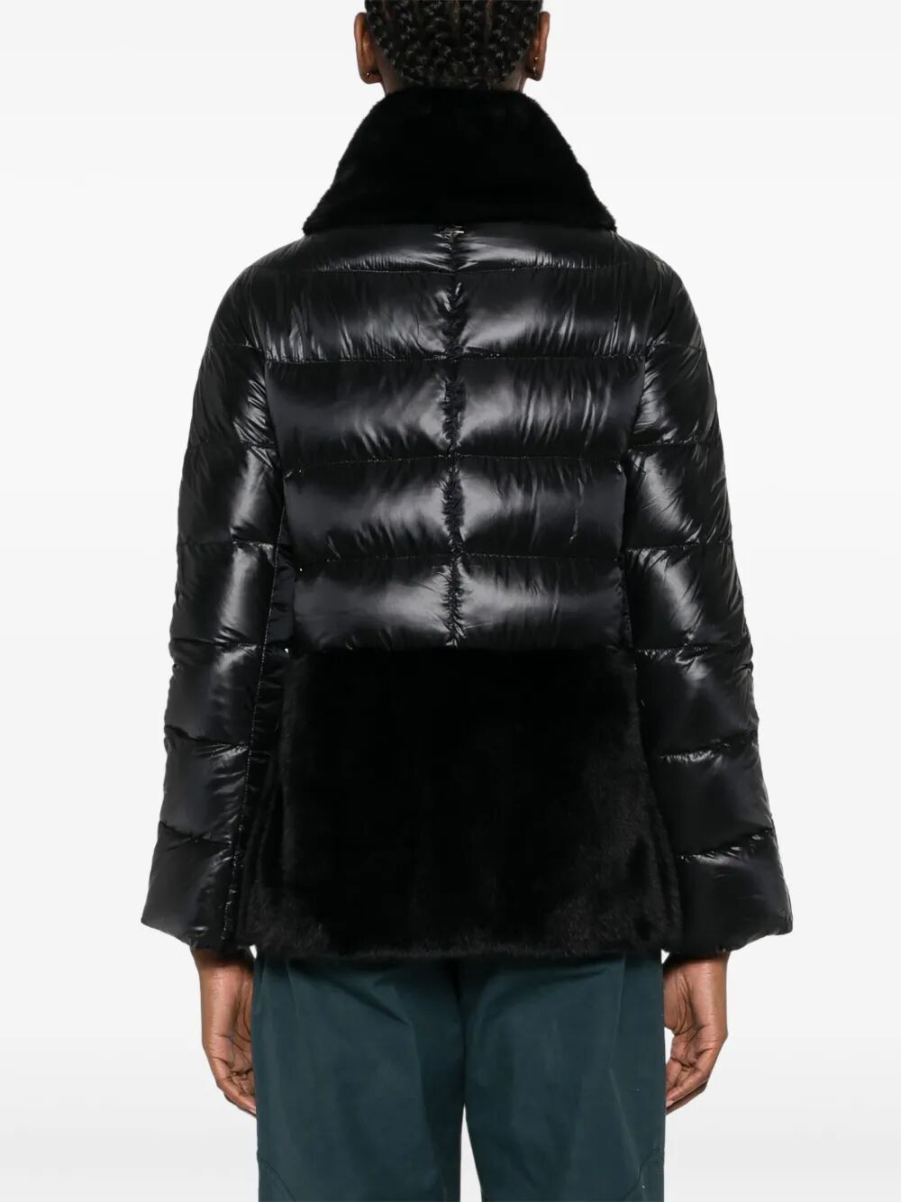 Herno Women Ultralight Nylon And Lady Alternative Fur Cape