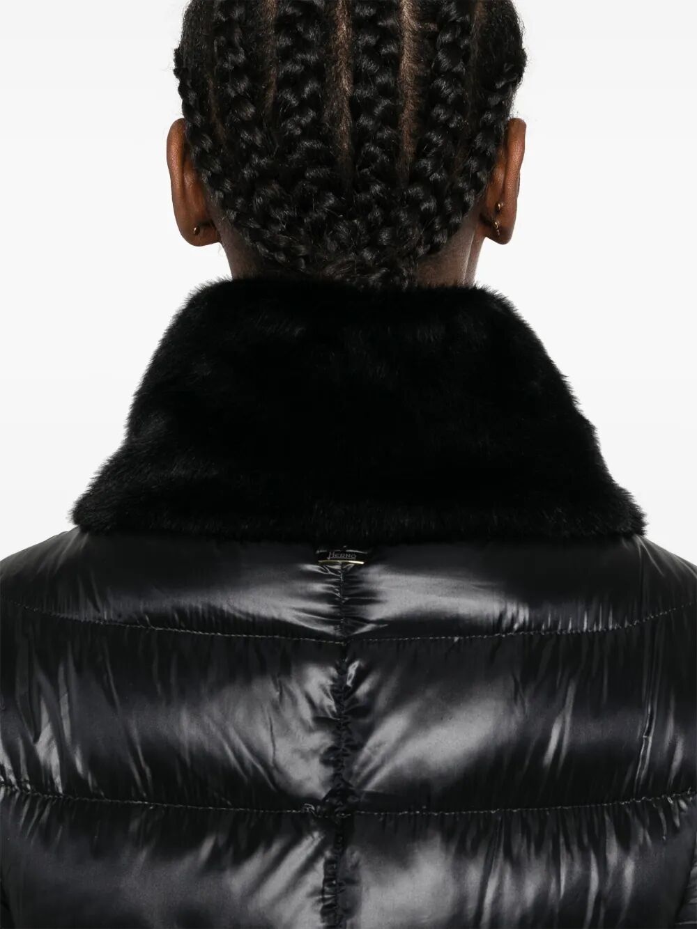 Herno Women Ultralight Nylon And Lady Alternative Fur Cape