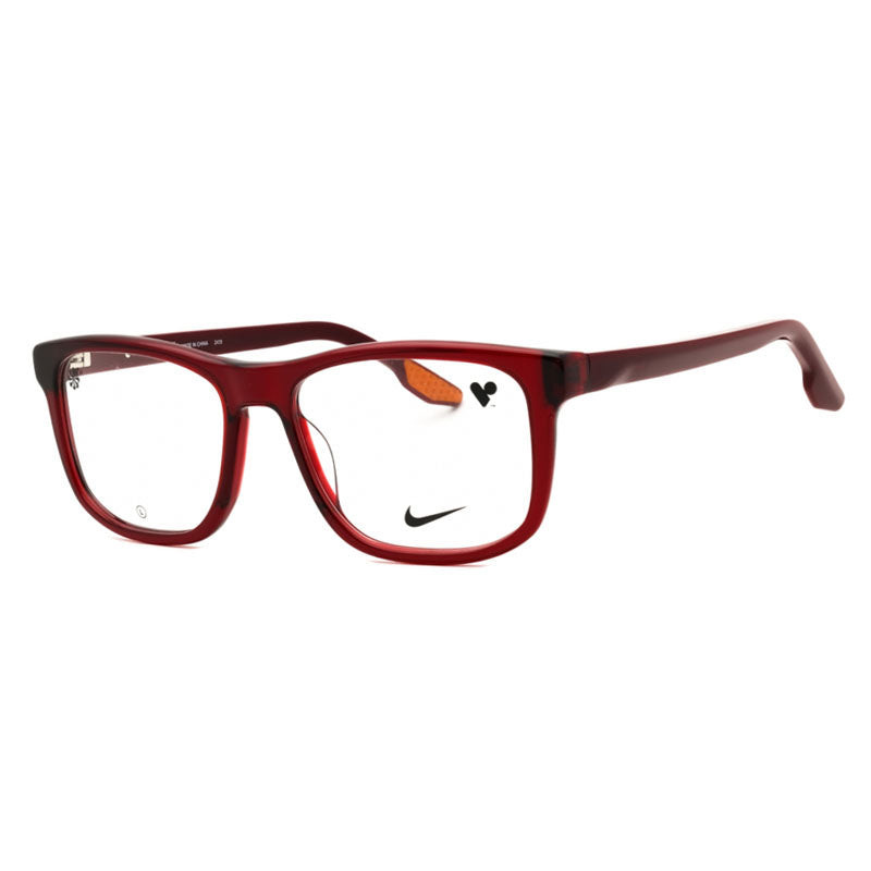 Nike Nike Eyeglasses Rectangle Full Rim, Crystal Bordeaux Frame and Clear Demo Lenses Lens NIKE7163LB601