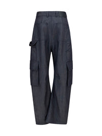 Balenciaga Women Denim Print Cargo Pants