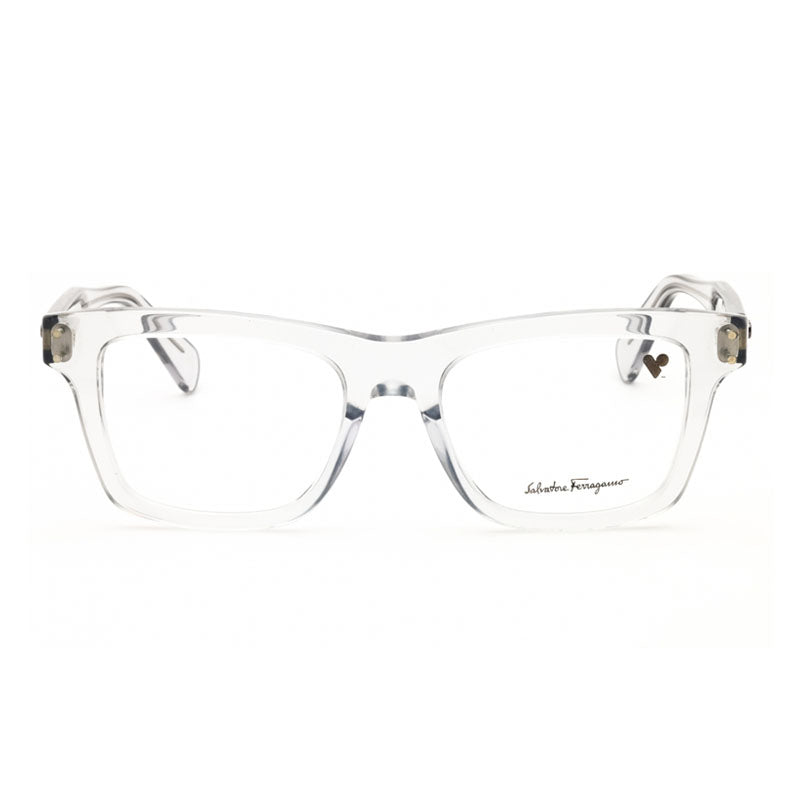 Salvatore Ferragamo Eyeglasses Square Full Rim, Light Crystal Grey Frame and Clear Demo Lenses Lens SF2923050