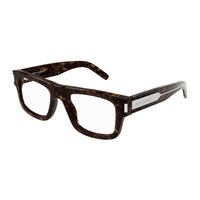 Saint Laurent Eyeglasses Square Full Rim, Havana Frame and Clear Demo Lenses Lens SL574002