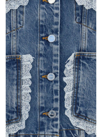 GANNI Ganni Women Rigid Denim Jacket With Lace Details