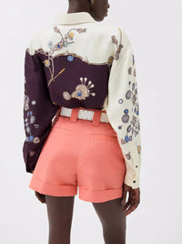 Versace Women Printed Silk Twill Shirt Stolen Jewels Print