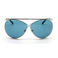 Tom Ford Tom Ford Sunglasses Oval Full Rim, Shiny Palladium Frame and Blue Lens FT076116V