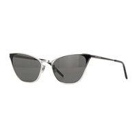 Saint Laurent Sunglasses Cat Eye Full Rim, Silver Frame and Grey Lens SL409001