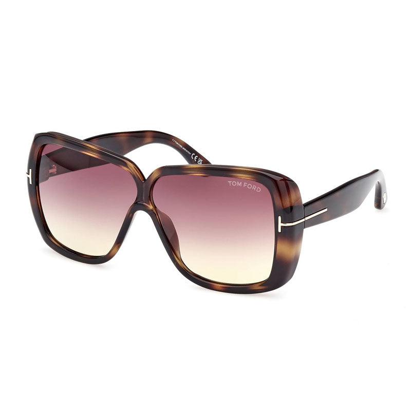Tom Ford Sunglasses Square Full Rim, Shiny Black Frame and Gradient Smoke Lens FT103701B