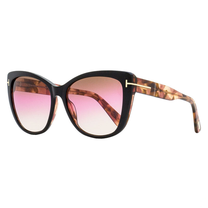 Tom Ford Sunglasses Butterfly Full Rim, Shiny Black Frame and Smoke Gradient Polarized Lens FT093701D