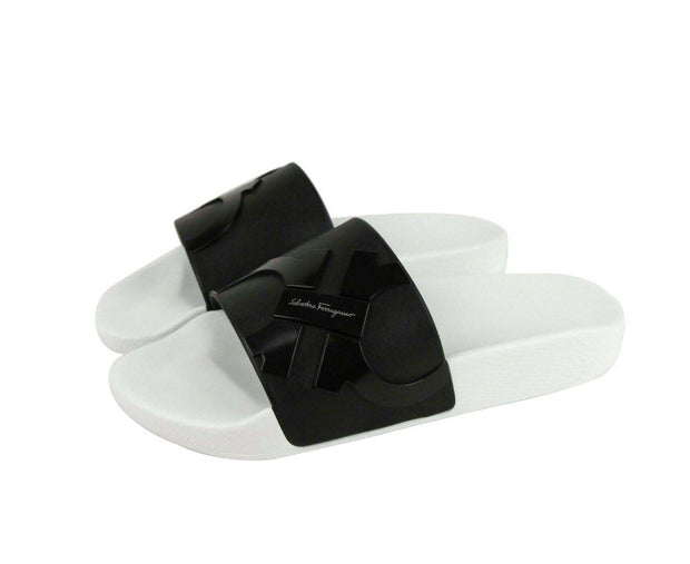 Salvatore Ferragamo Men's Dante Black / White Rubber Slide Sandal 0682459