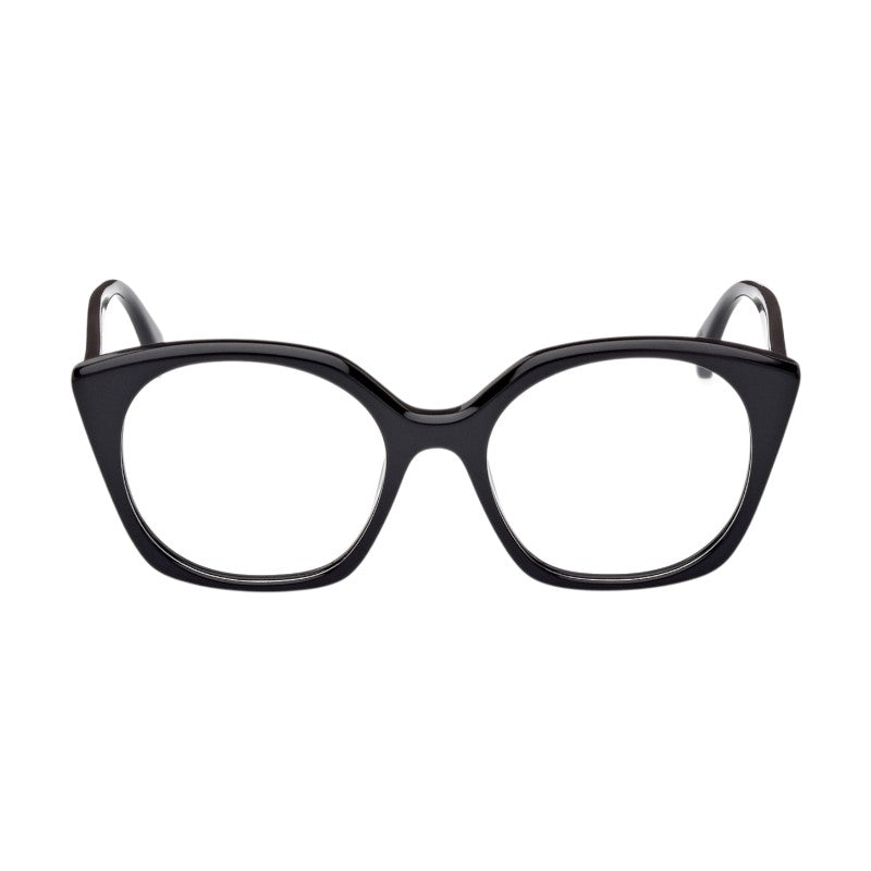 Max Mara Max Mara Eyeglasses Square Full Rim, Shiny Black Frame and Clear Demo Lenses Lens MM5082001