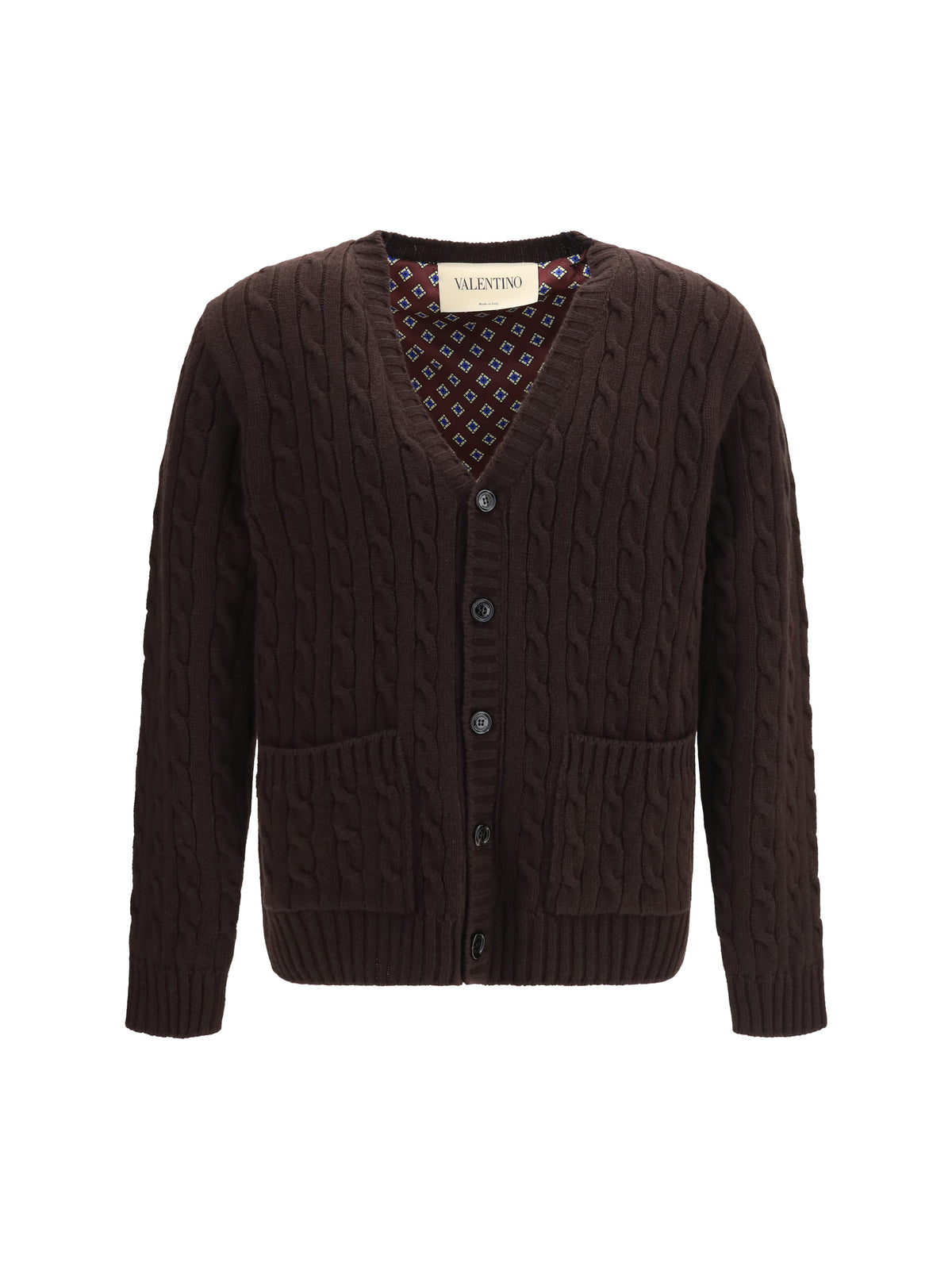 Valentino Men Virgin Wool V-Neck Cardigan