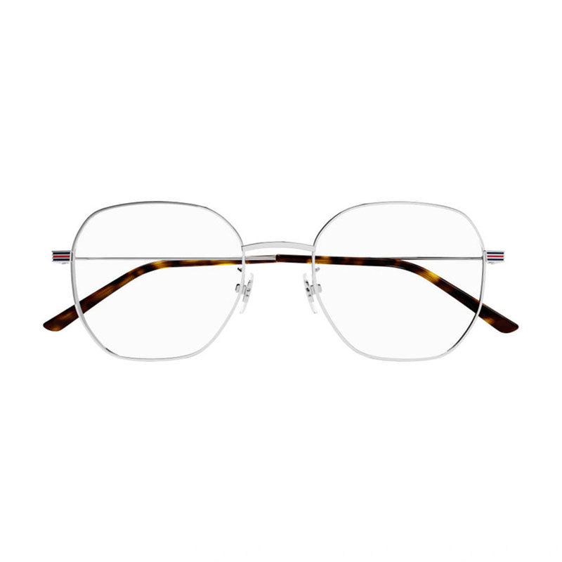 Gucci Gucci Eyeglasses Square Full Rim, Shiny Silver Frame and Clear Demo Lens Lens GG1125OA003