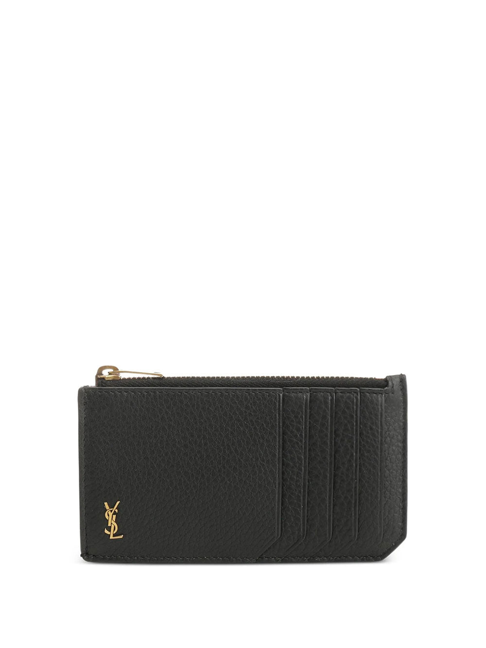 SAINT LAURENT Saint Laurent Men Portacarte "Fragments Tiny Cassandre" Con Zip In Pelle Lucida