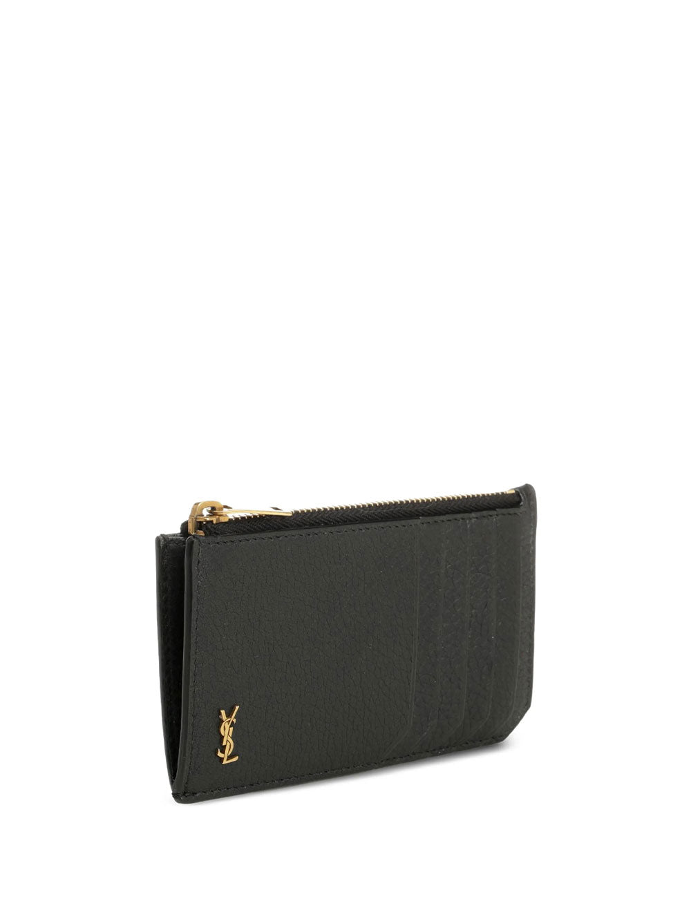SAINT LAURENT Saint Laurent Men Portacarte "Fragments Tiny Cassandre" Con Zip In Pelle Lucida