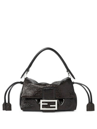 FENDI Minibag "Baguette® Soft Small" In Pelle Nera Crackled Women