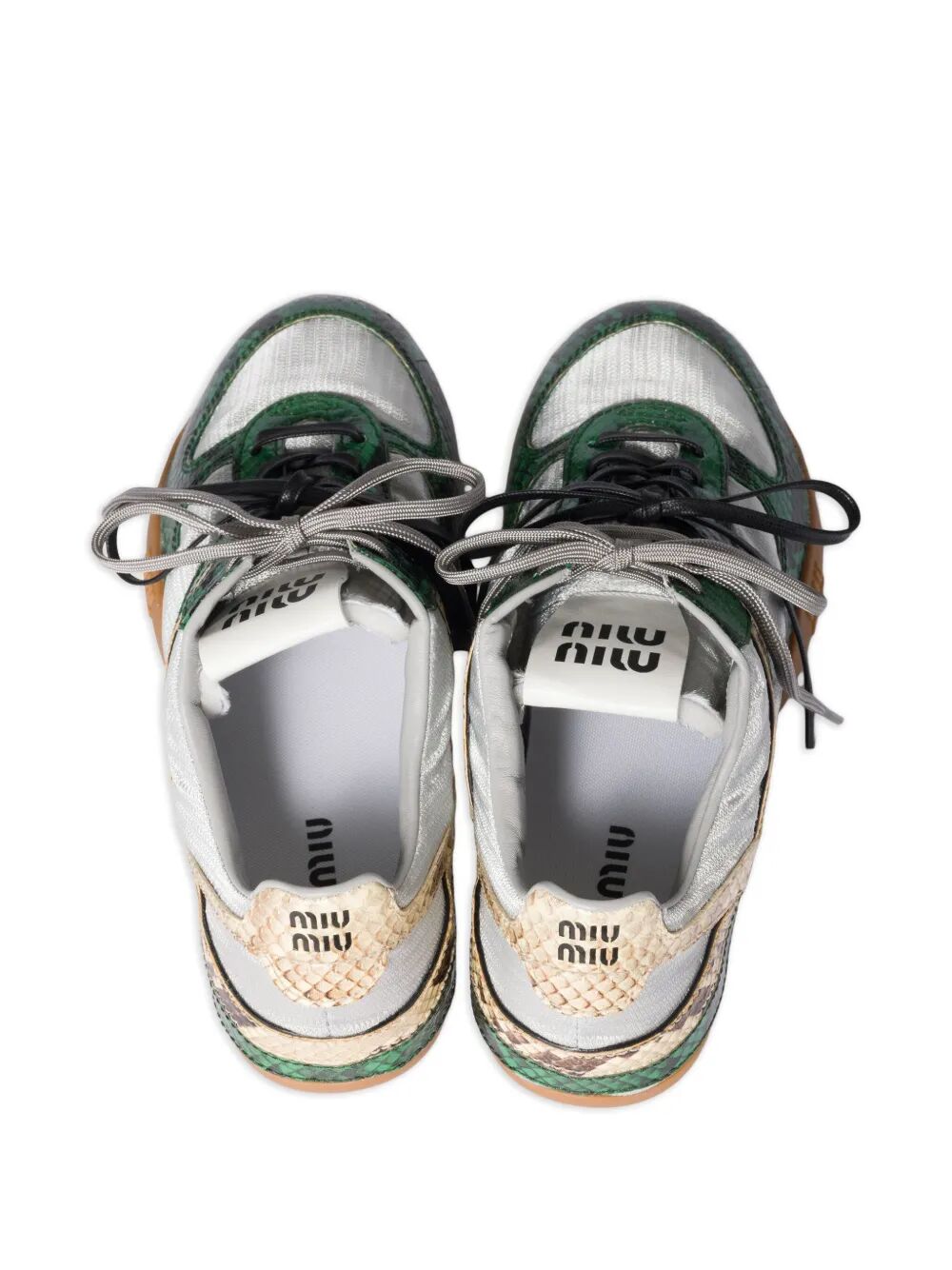 MIUMIU Gymnasium Technical Fabric And Python-Print Ayers Leather Sneakers Women