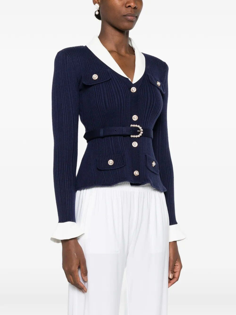 Self-Portrait Women Ribbed Cardigan