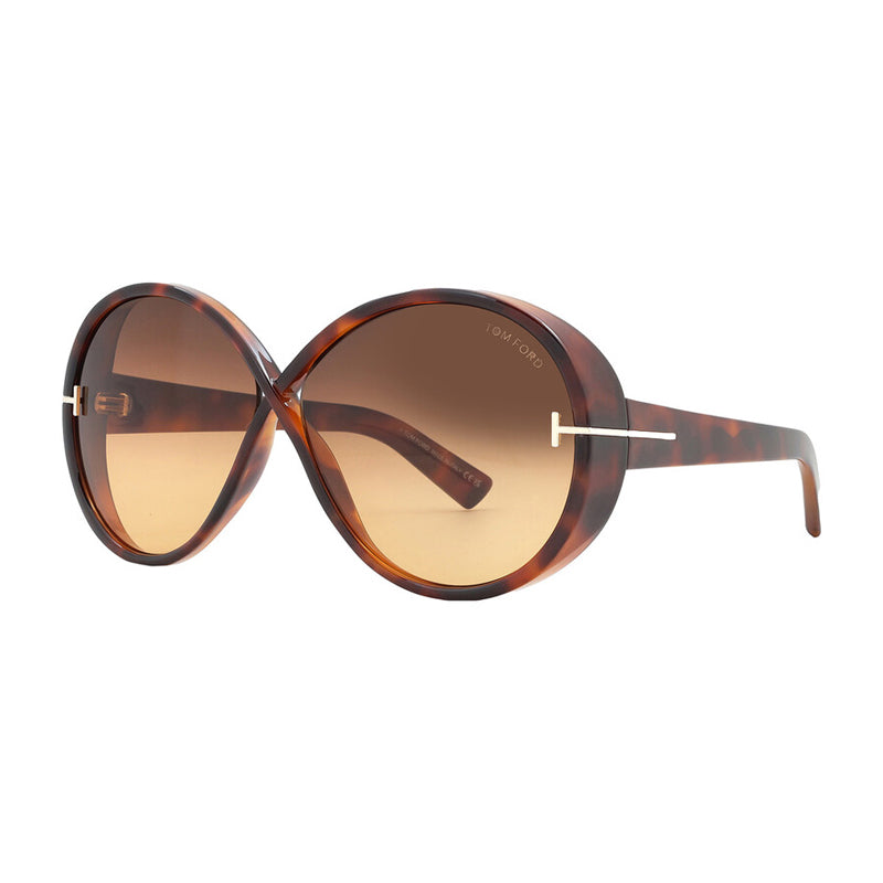 Tom Ford Sunglasses Oval Full Rim, Shiny Light Brown Frame and Bordeaux Gradient Lens FT111645T