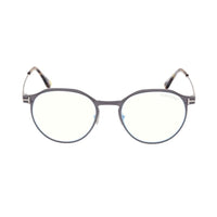 Tom Ford Tom Ford Eyeglasses Round Full Rim, Matte Dark Ruthenium Shiny Grey Havana Frame and Clear Blue Light Block Lens FT5866-B013