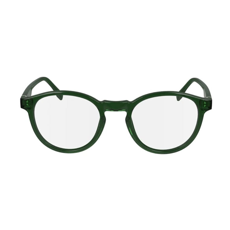 Lacoste Eyeglasses Round Full Rim, Transparent Green Frame and Clear Demo Lenses Lens L2950N301