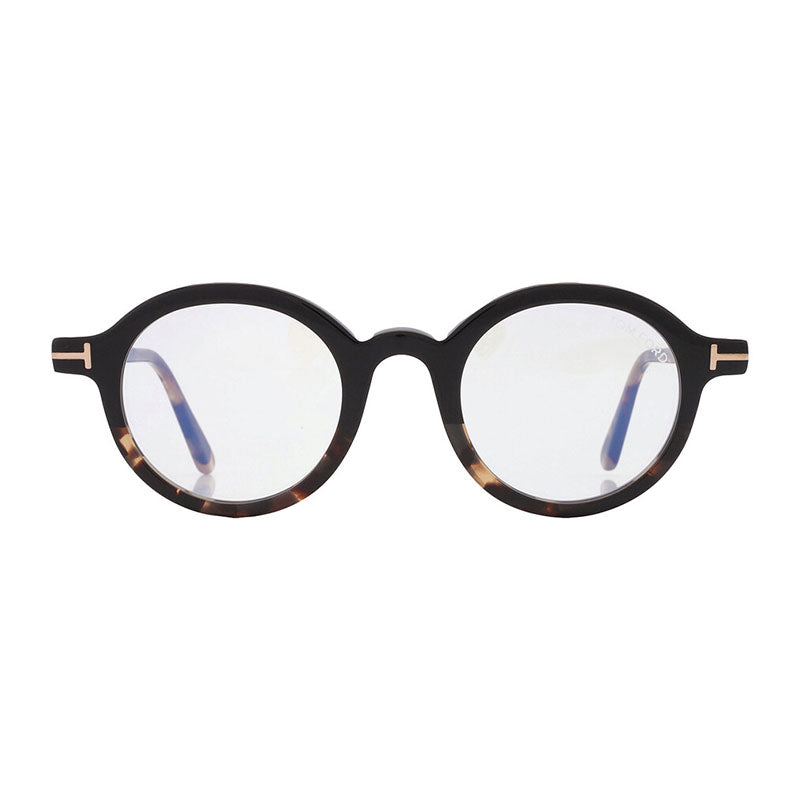 Tom Ford Tom Ford Eyeglasses Round Full Rim, Black Frame and Clear/Blue-Light Block Lenses Lens FT5664-B005