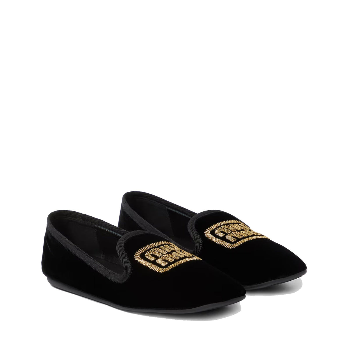 Miu Miu Logo Velvet Flats Women