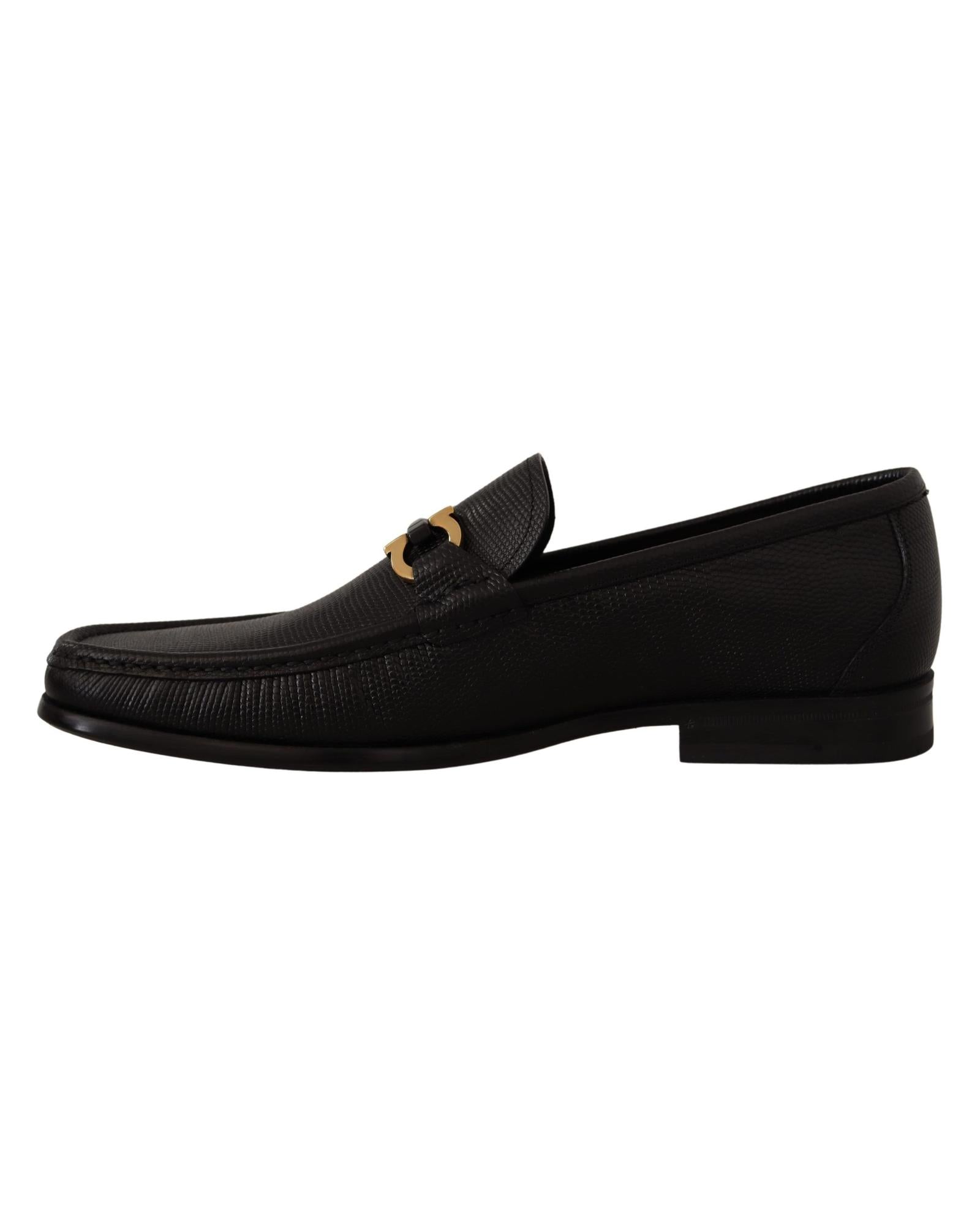 Salvatore Ferragamo  Men's Black Leather Gancini Loafers