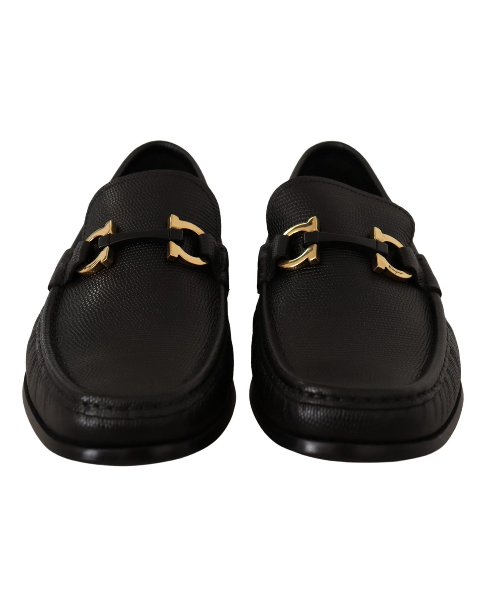 Salvatore Ferragamo  Men's Black Leather Gancini Loafers
