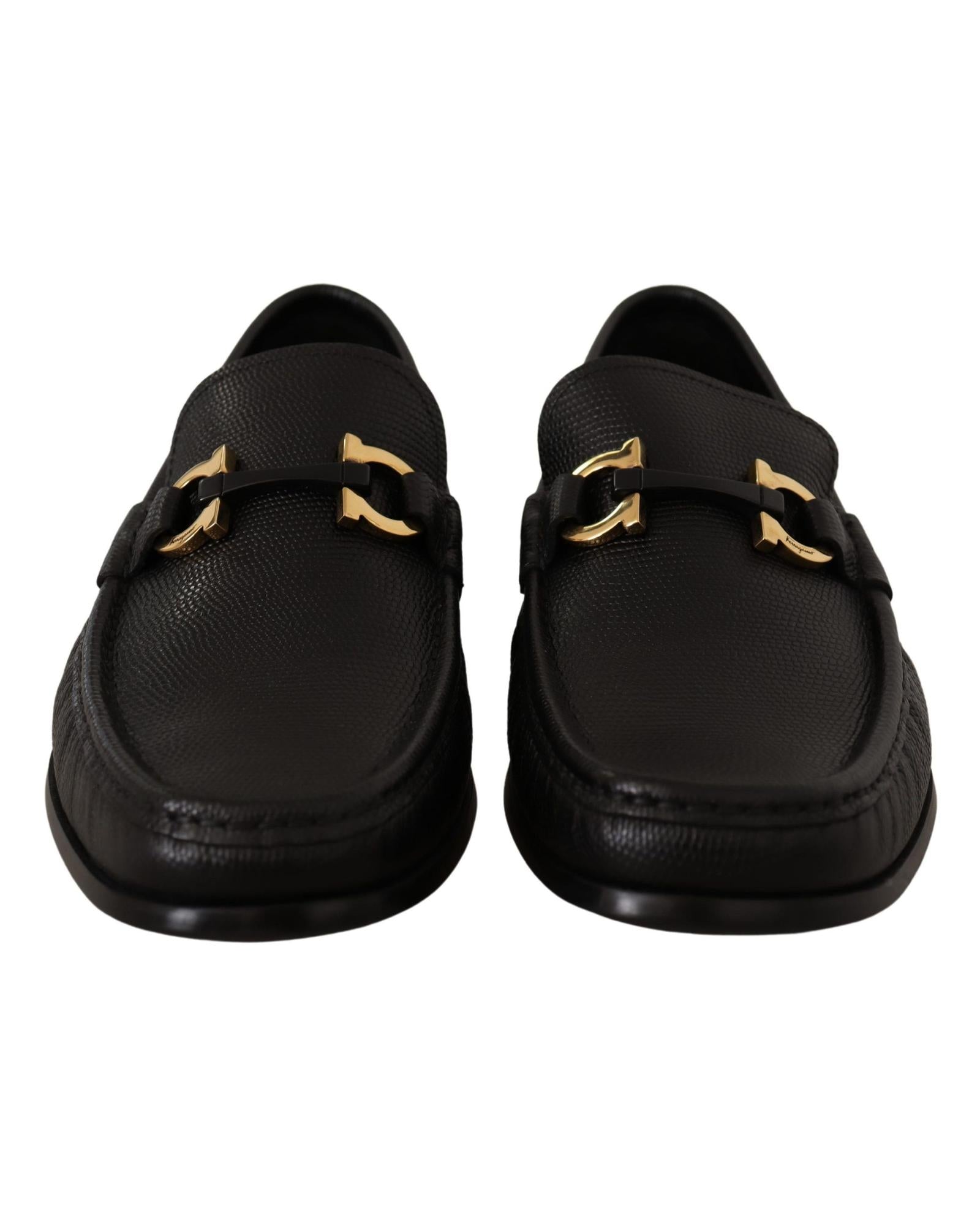 Salvatore Ferragamo  Men's Black Leather Gancini Loafers