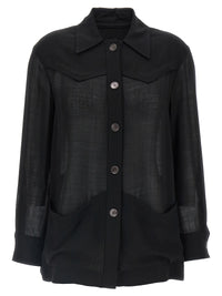 Ferragamo Women Semi-Sheer Wool Jacket