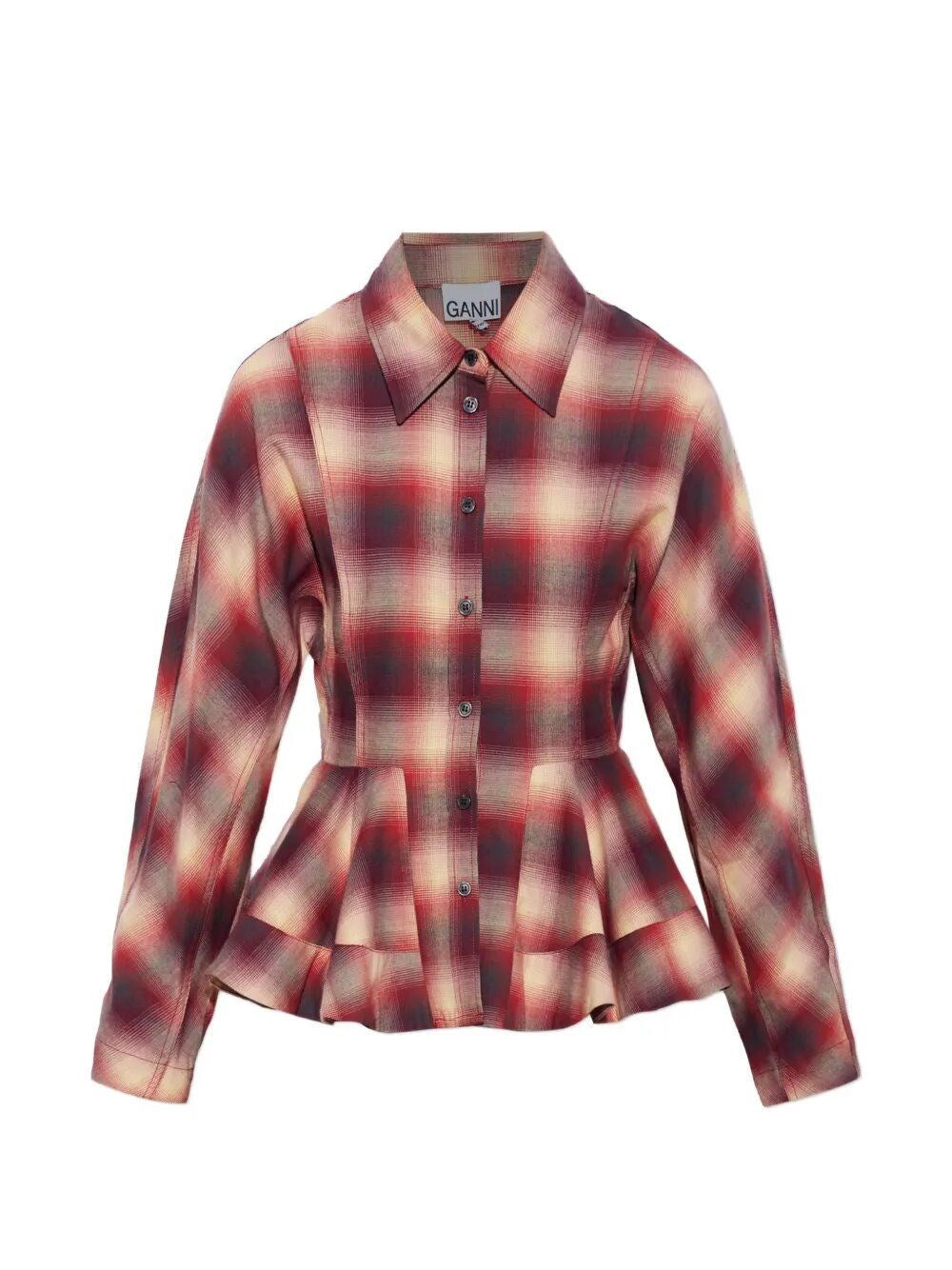 Ganni Women Red Checked Flannel Shirt