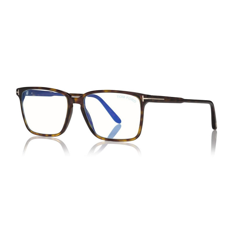 Tom Ford Tom Ford Eyeglasses Square Full Rim, Dark Havana Frame and Clear Demo Lenses Lens FT5696-B052