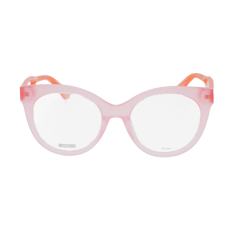 Moschino Eyeglasses Round Full Rim, Pink Frame and Clear Demo Lenses Lens MOS613035J00